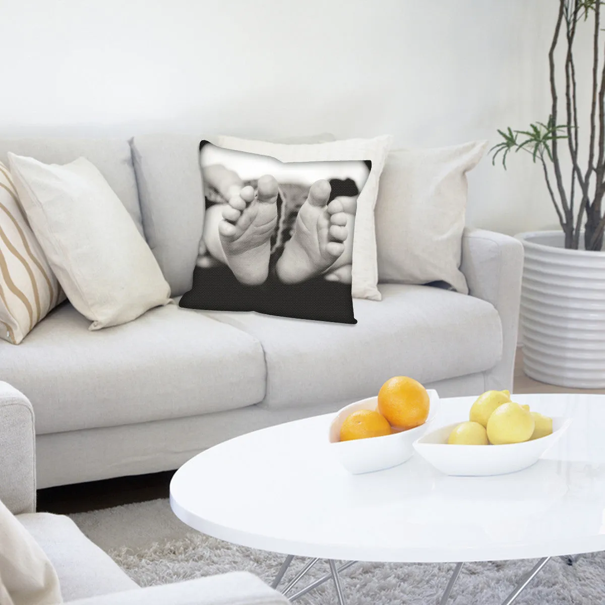 Custom Photo Eco Canvas Vegan Throw Pillow (Multicolored)