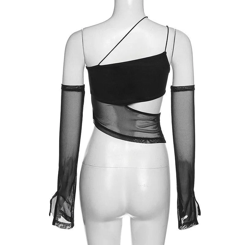 Detachable Sleeved Mesh HalterTop