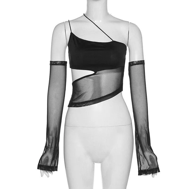 Detachable Sleeved Mesh HalterTop