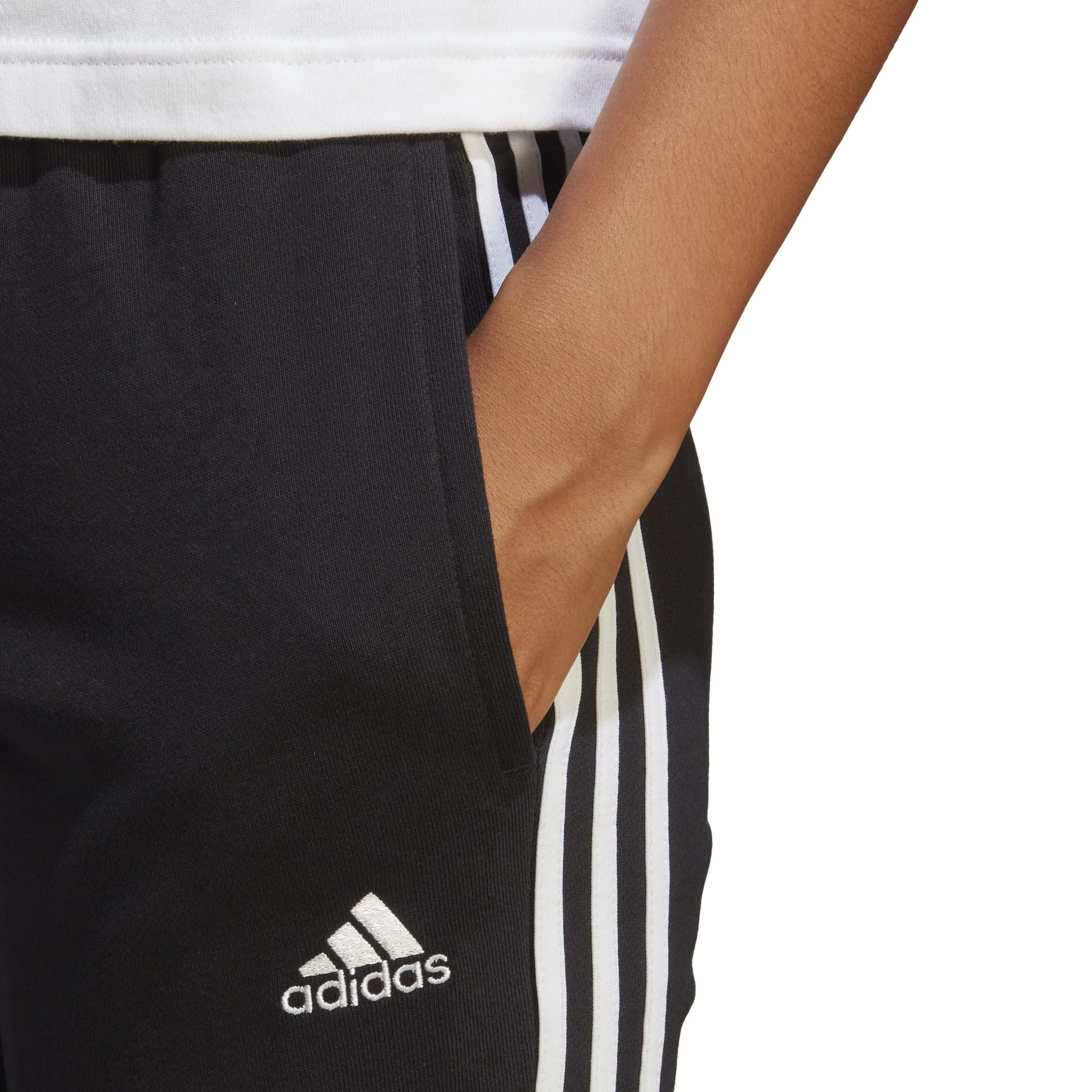 ESSENTIALS 3-STRIPES FRENCH TERRY CUFFED PANTS