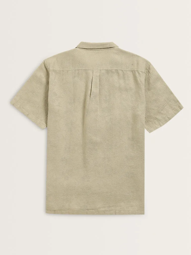 ETA Beige Textured Relaxed-Fit Cotton Shirt