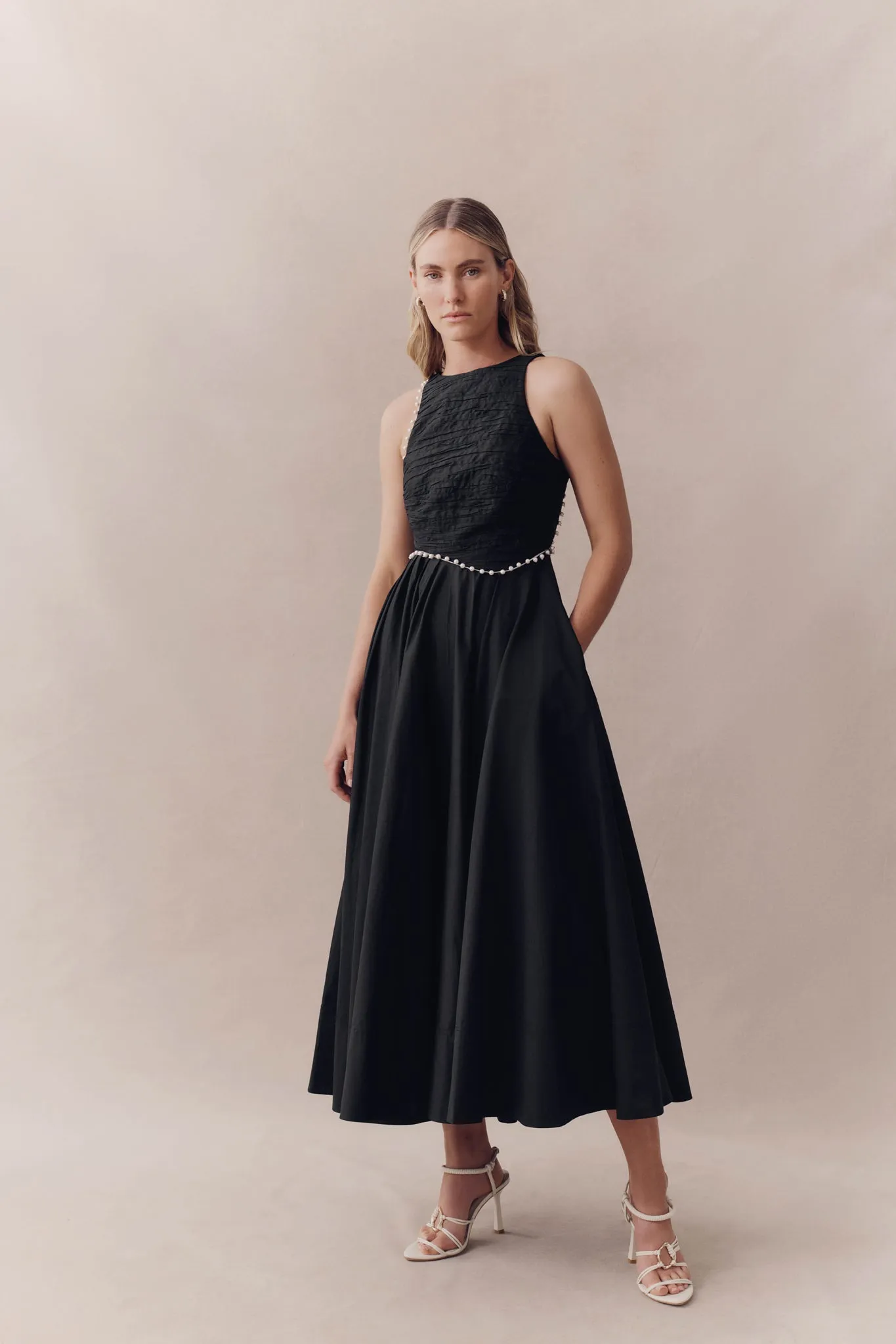 Florence Pearl Trim Midi Dress