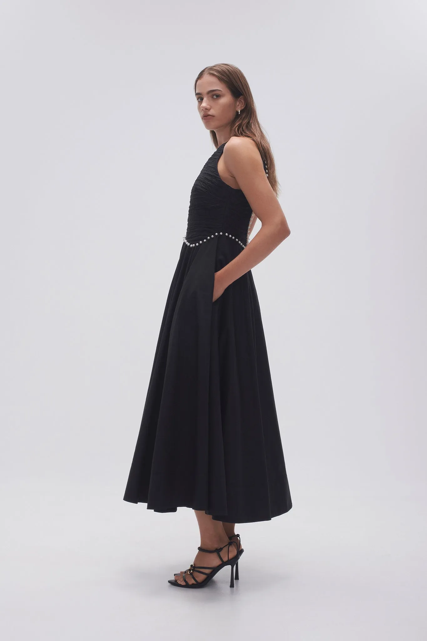 Florence Pearl Trim Midi Dress