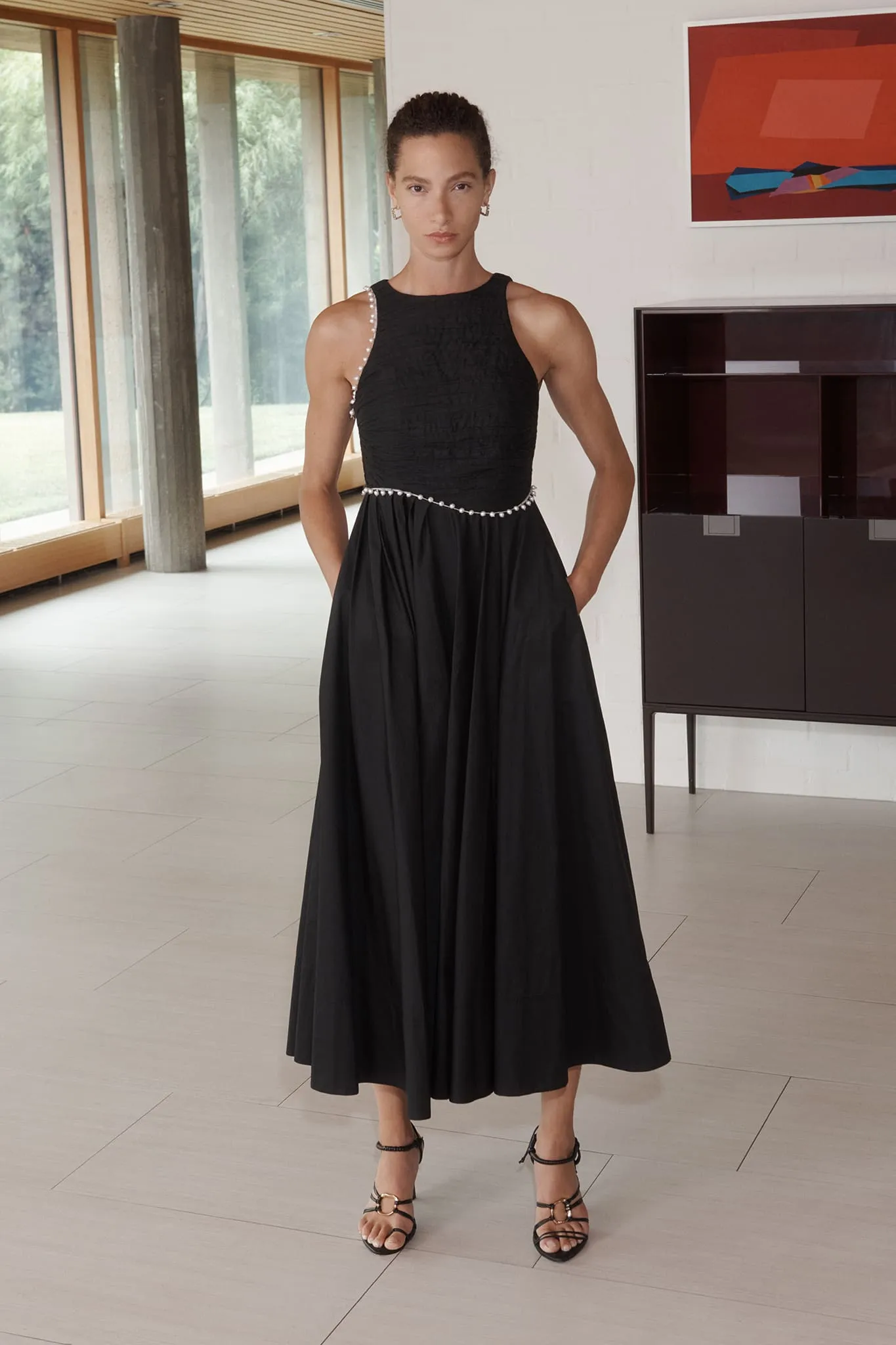 Florence Pearl Trim Midi Dress