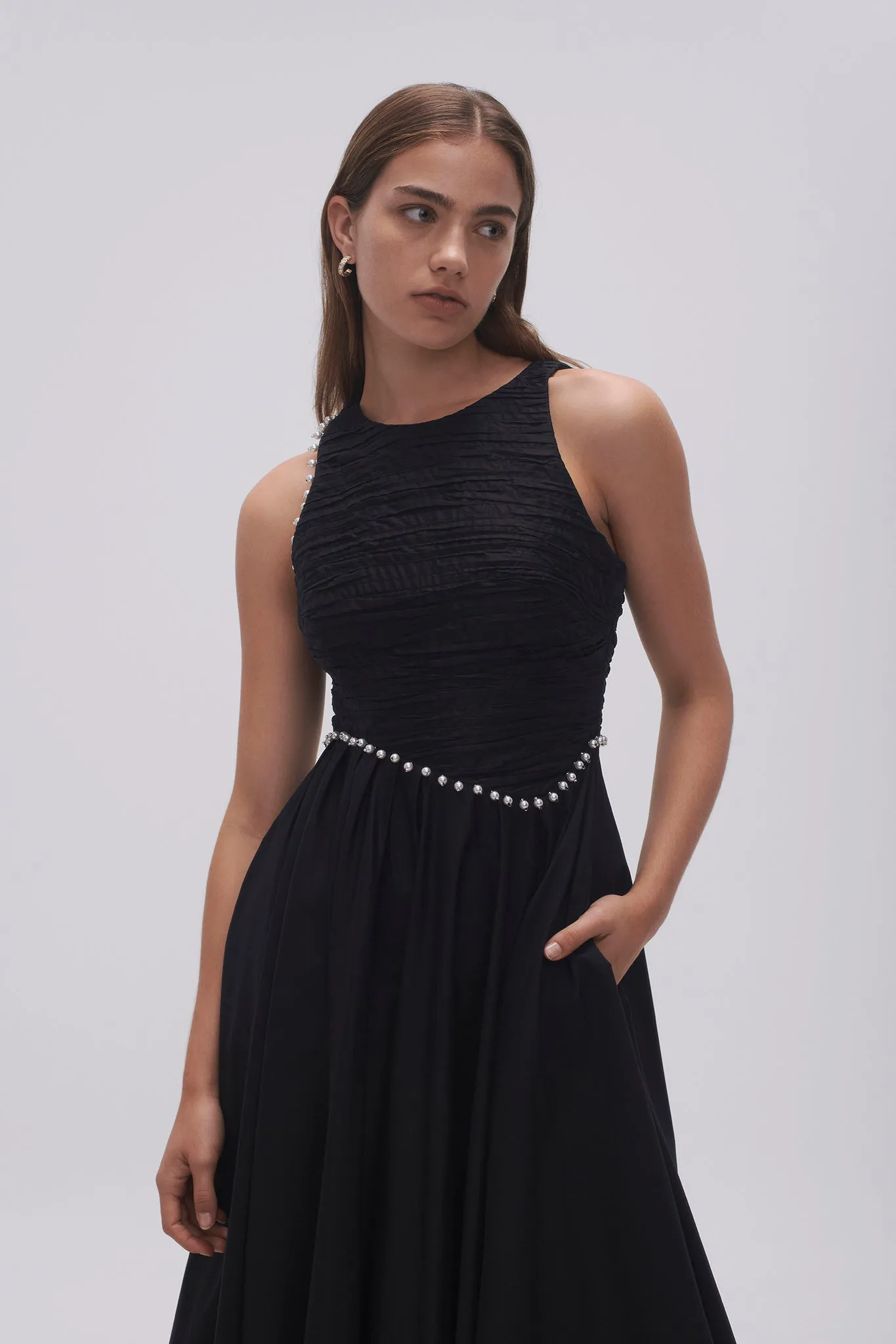 Florence Pearl Trim Midi Dress