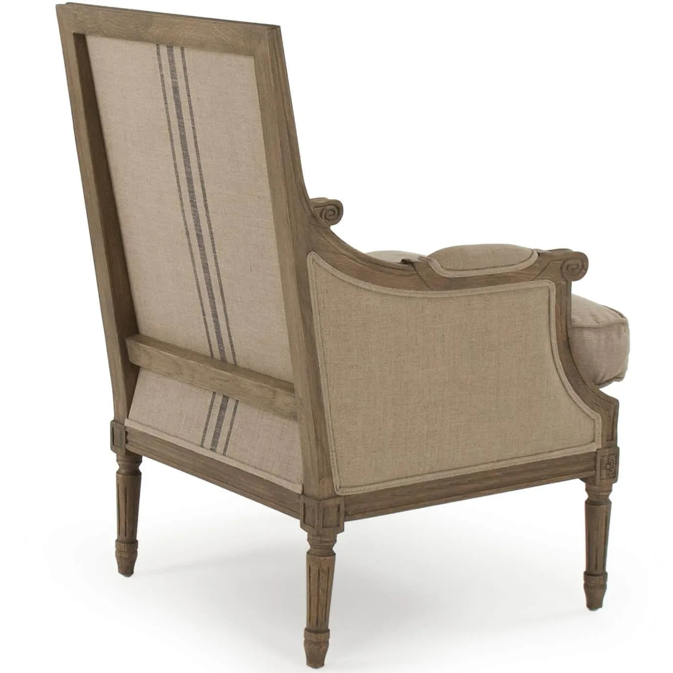 French Louis Blue Striped Arm Chair