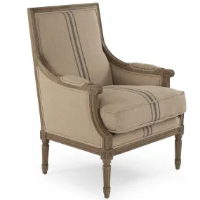 French Louis Blue Striped Arm Chair