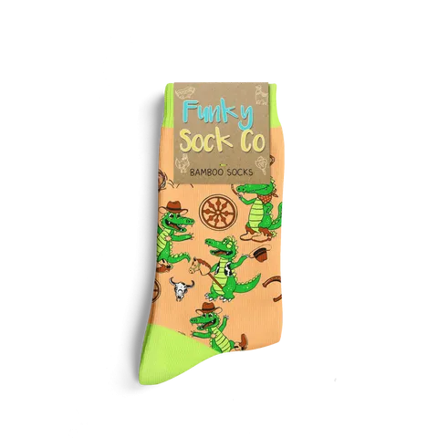 Funky Sock Co Bamboo Socks - Cowboy Crocodiles