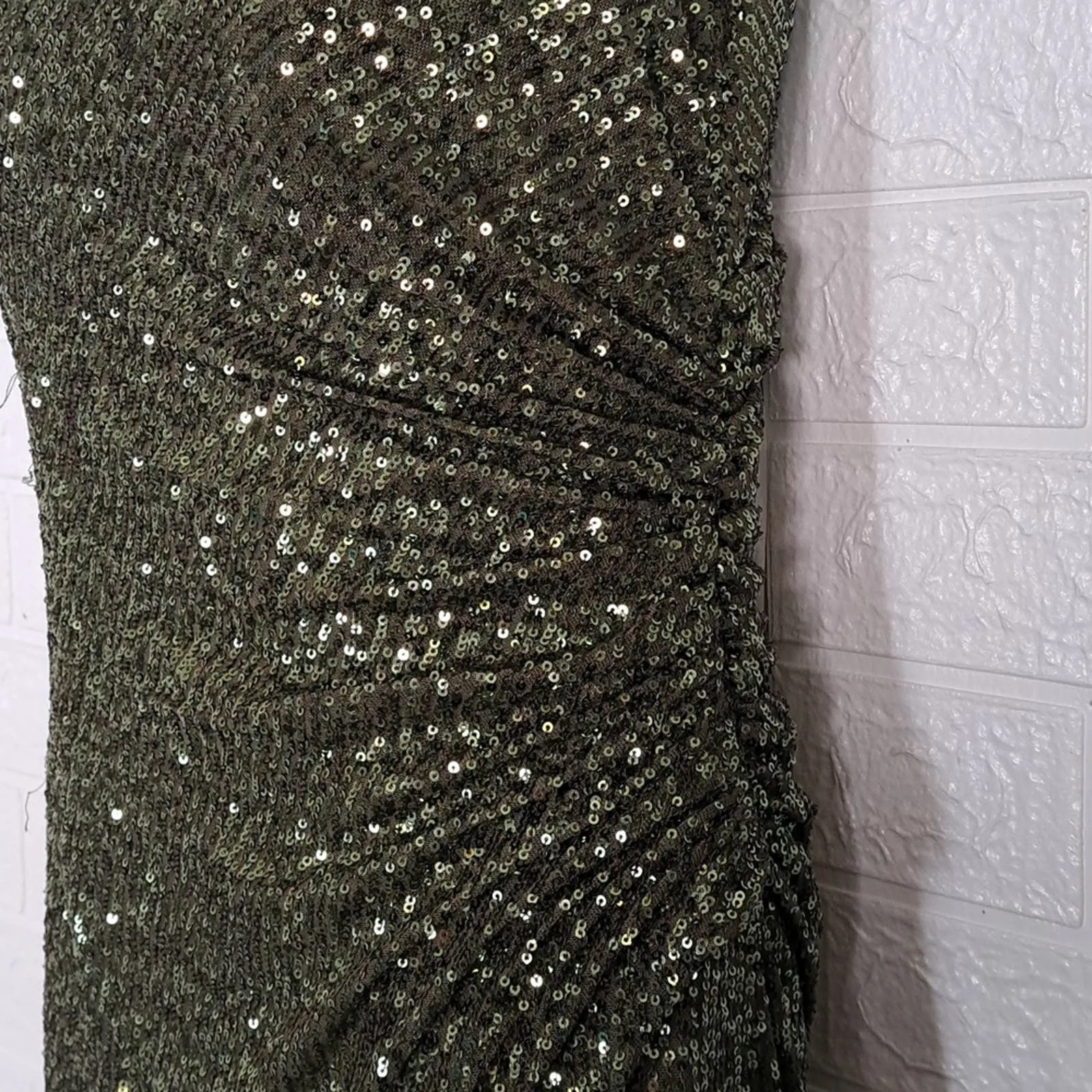 IEENA for Mac Duggal Sequined Drop Shoulder Faux Wrap Gown NEW