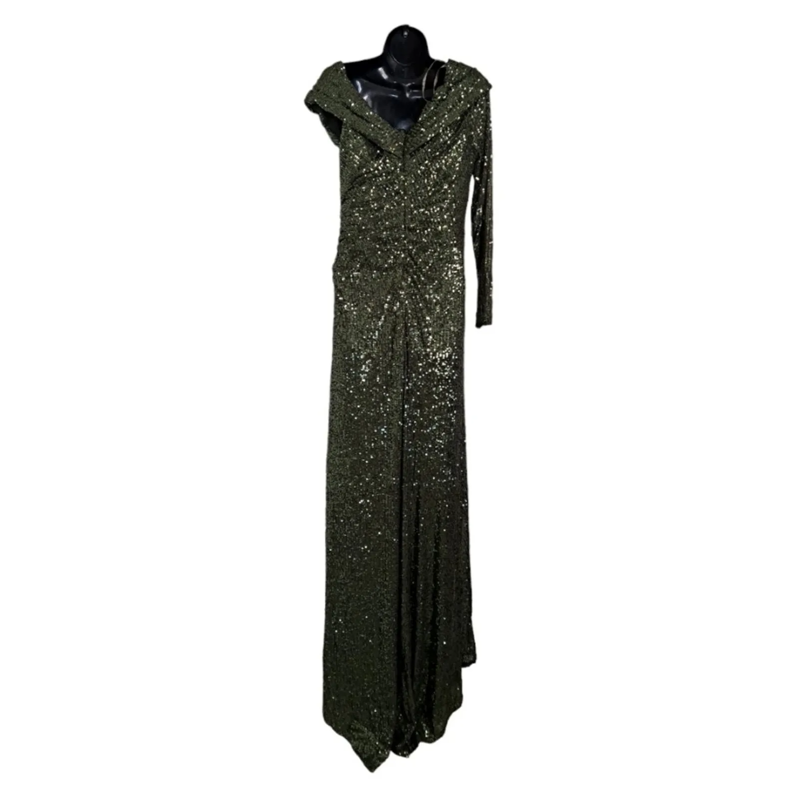 IEENA for Mac Duggal Sequined Drop Shoulder Faux Wrap Gown NEW