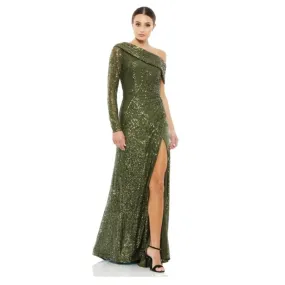 IEENA for Mac Duggal Sequined Drop Shoulder Faux Wrap Gown NEW