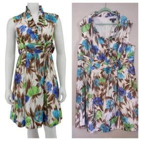 Jessica Howard Sleeveless Shantung Fit and Flare Ruffle Dress