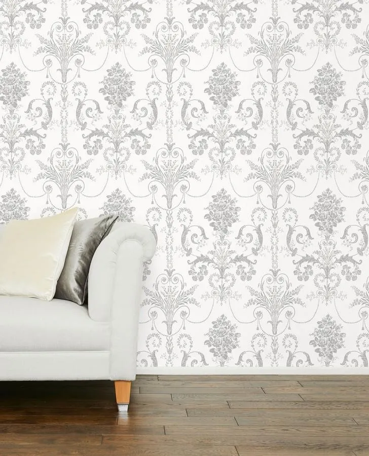 Josette Silver Glitter Wallpaper