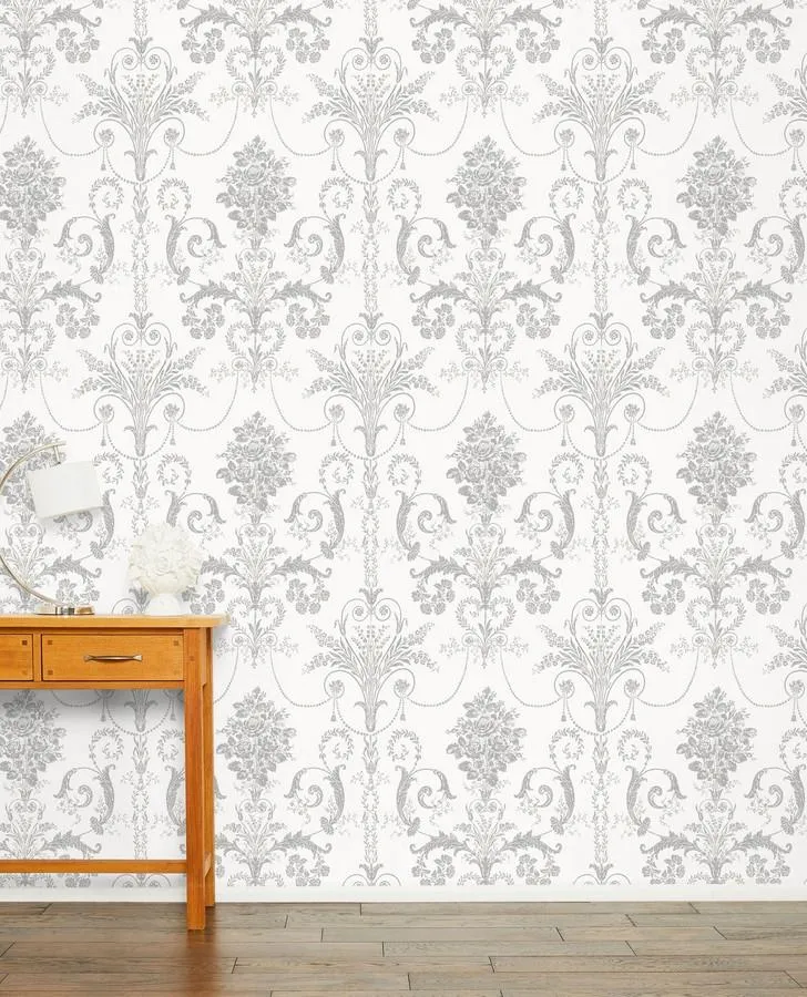 Josette Silver Glitter Wallpaper