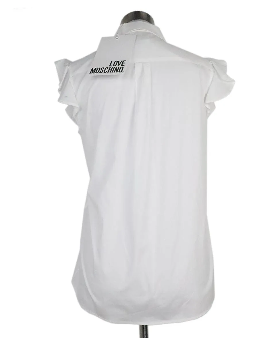 Love Moschino White Top w/ Ruffle Trim sz 6