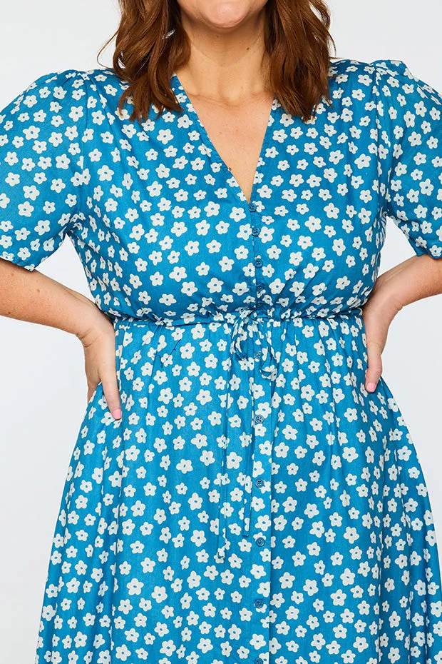 Marley Cotton Blue Sweet Daisy Dress