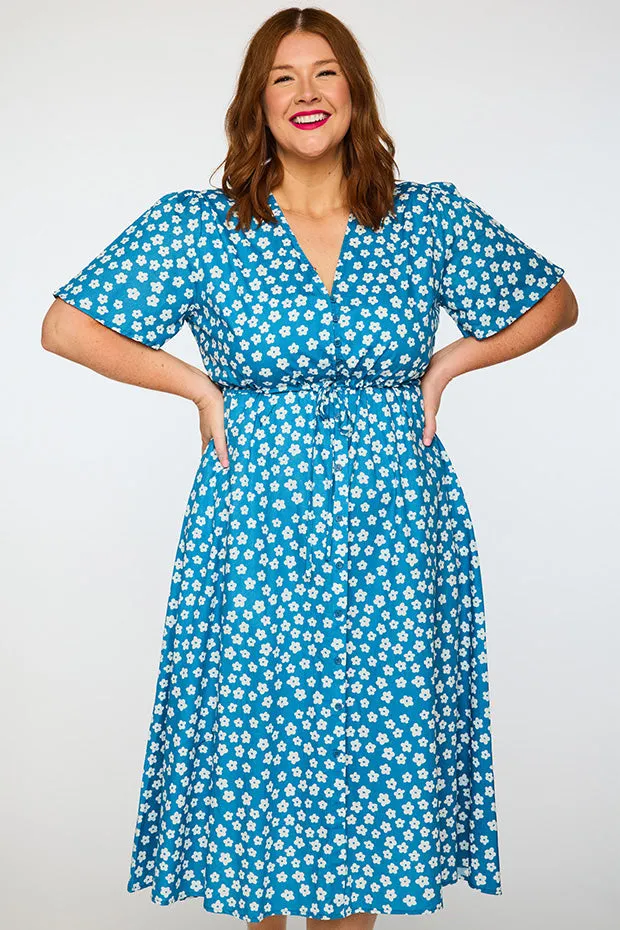 Marley Cotton Blue Sweet Daisy Dress