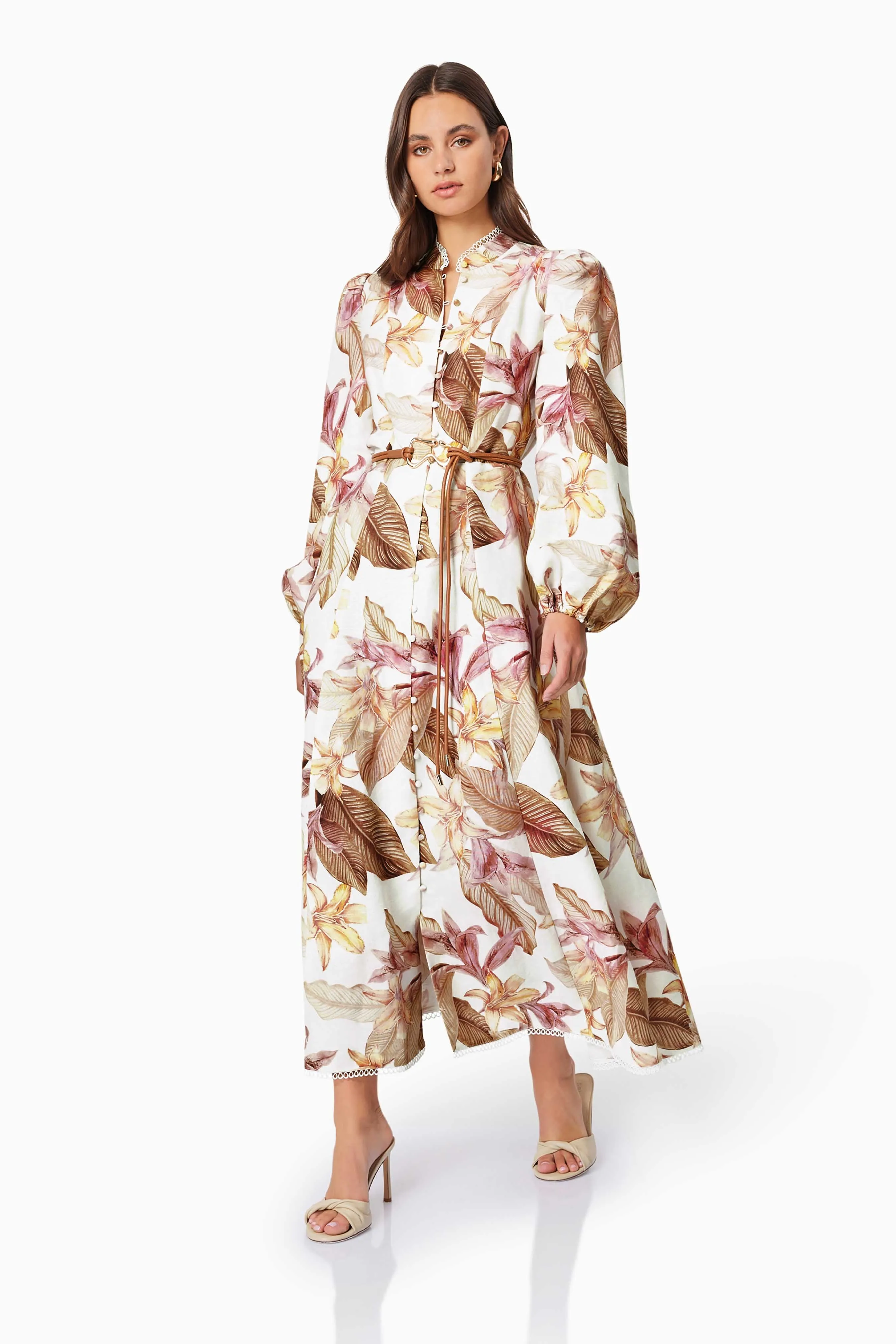 Meadow Floral Day Dress In White