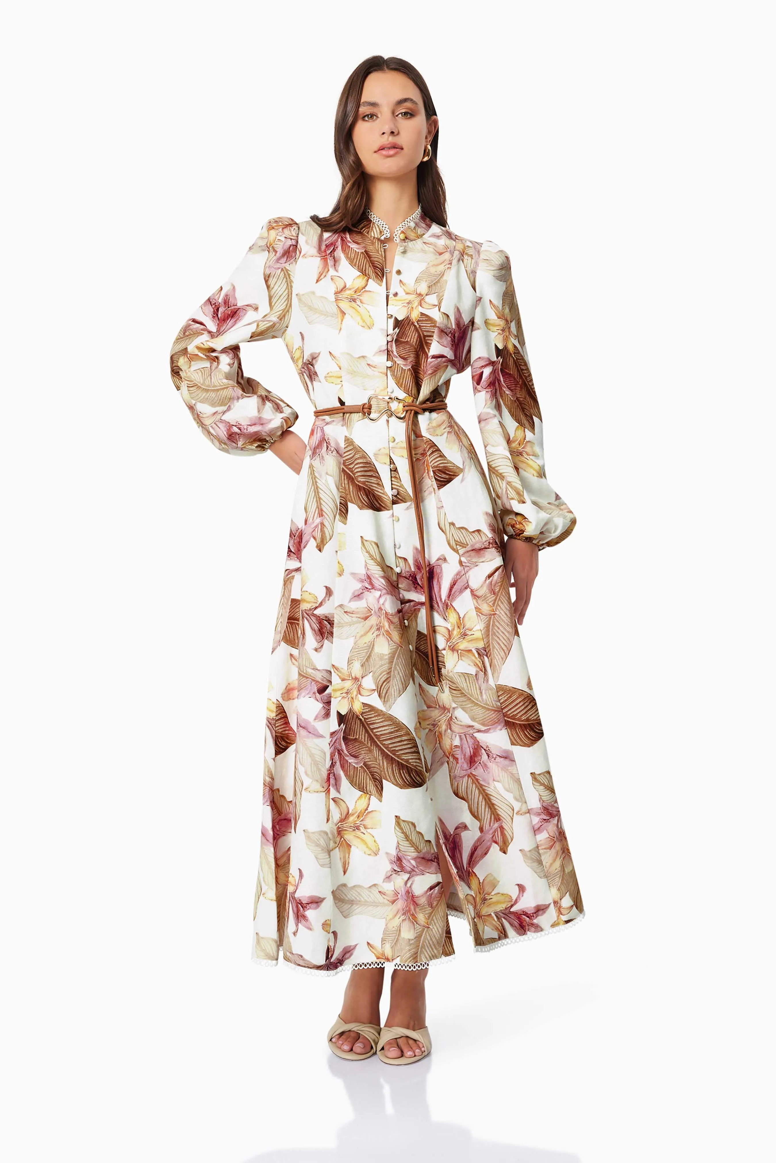 Meadow Floral Day Dress In White