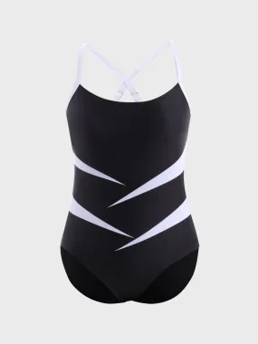 Midsize Rather Slimming Colorblock One-Piece Swimsuit