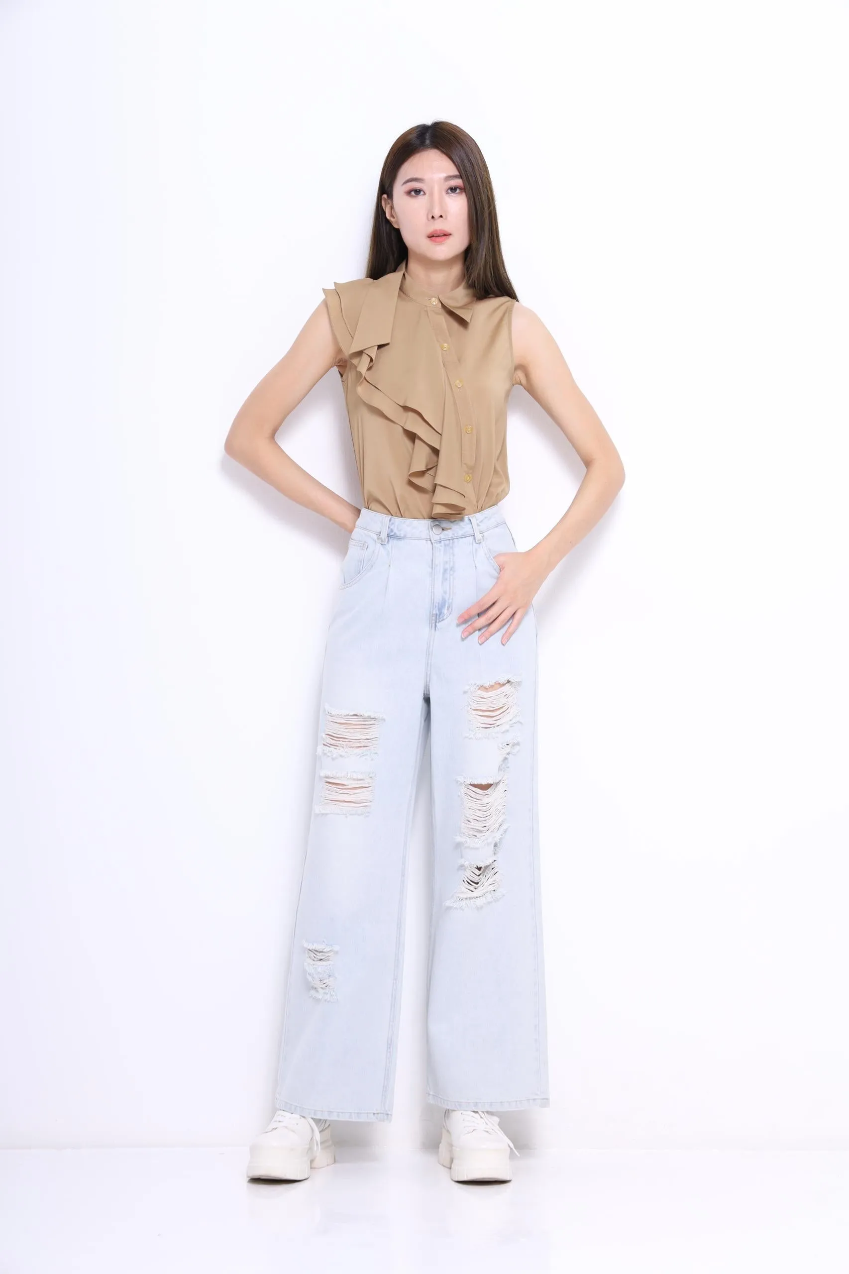 Rachel Asymmetrical Ruffle Top