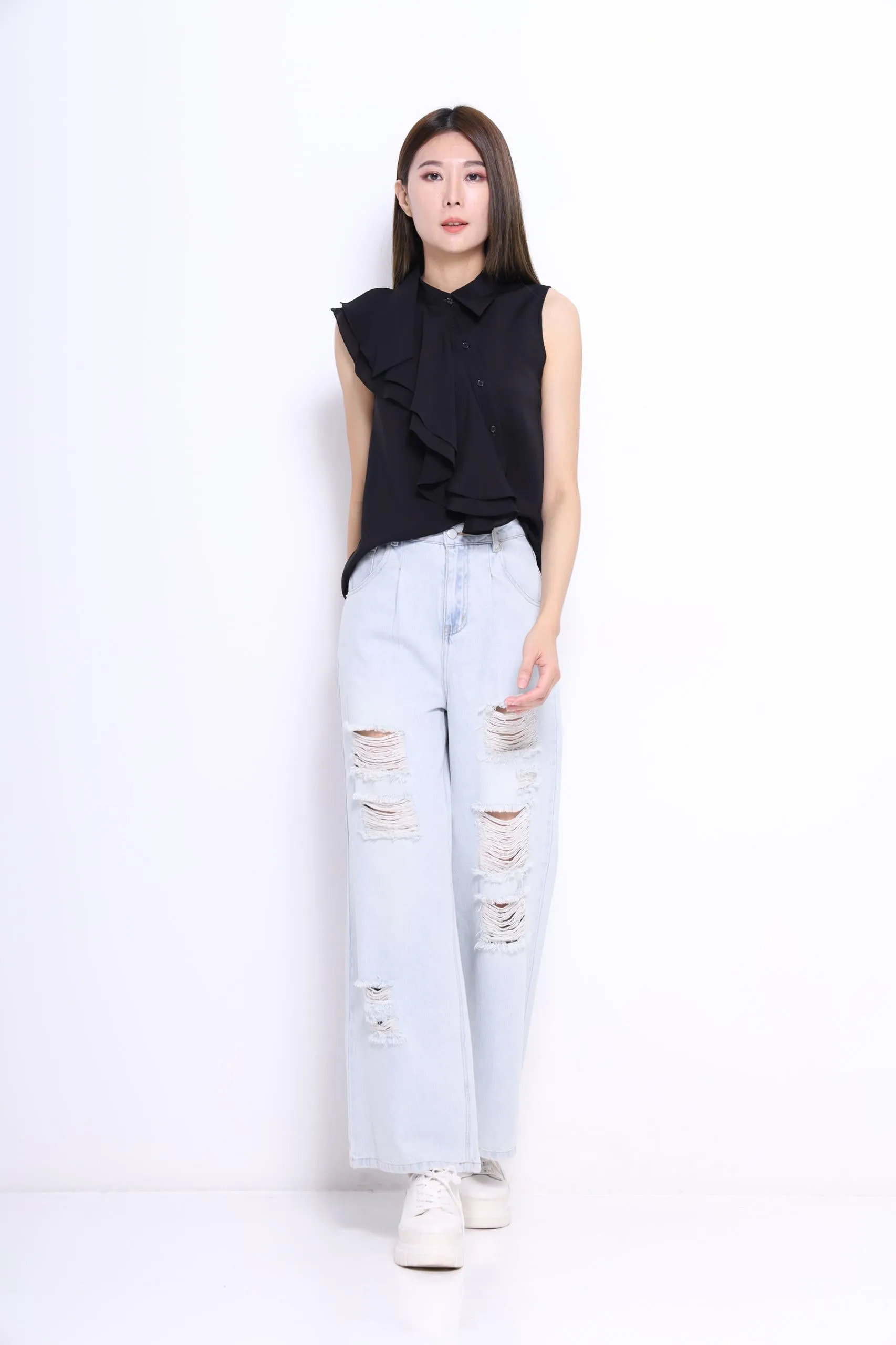 Rachel Asymmetrical Ruffle Top