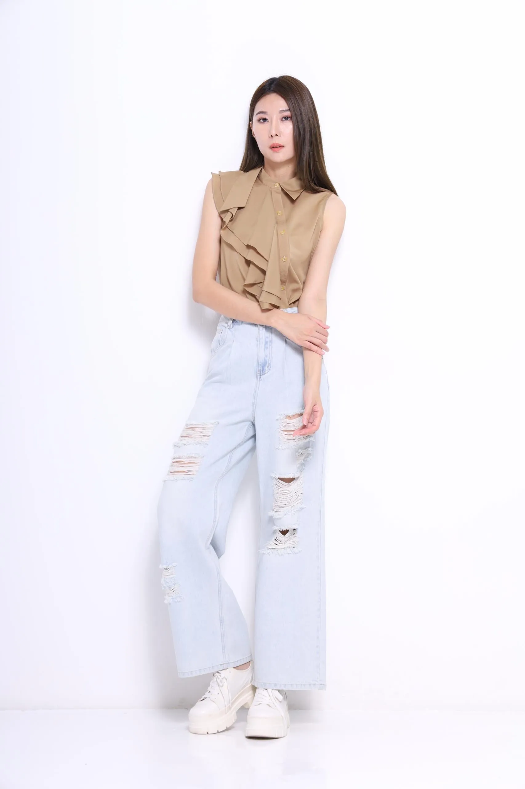Rachel Asymmetrical Ruffle Top