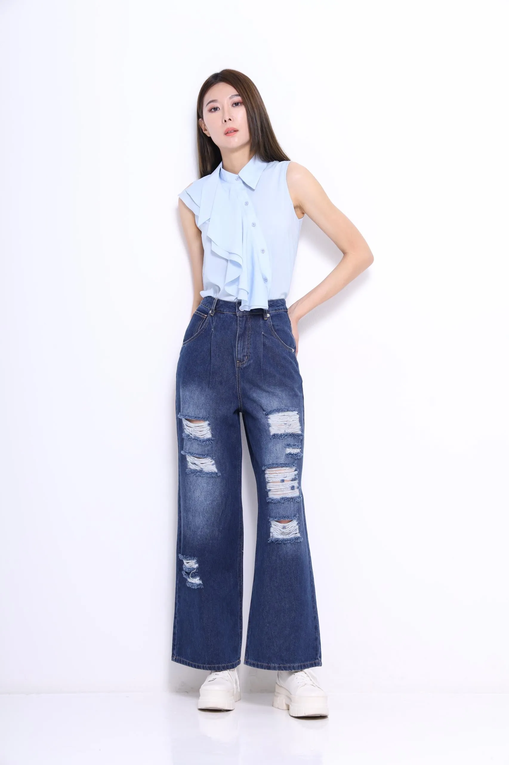 Rachel Asymmetrical Ruffle Top