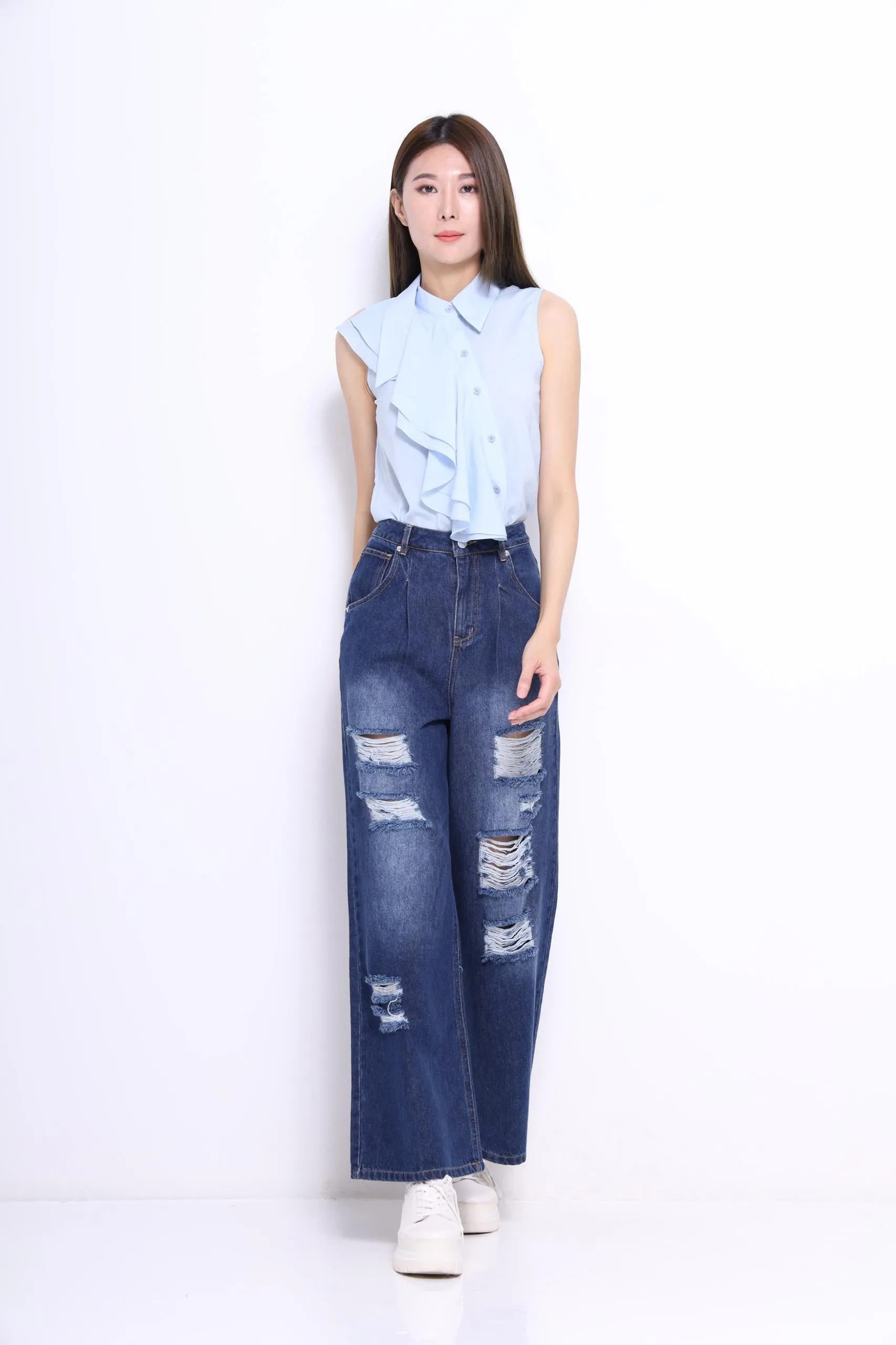 Rachel Asymmetrical Ruffle Top