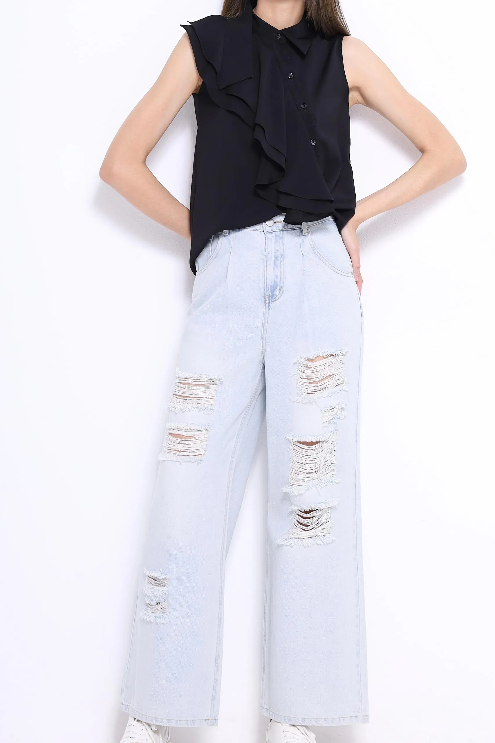 Rachel Asymmetrical Ruffle Top