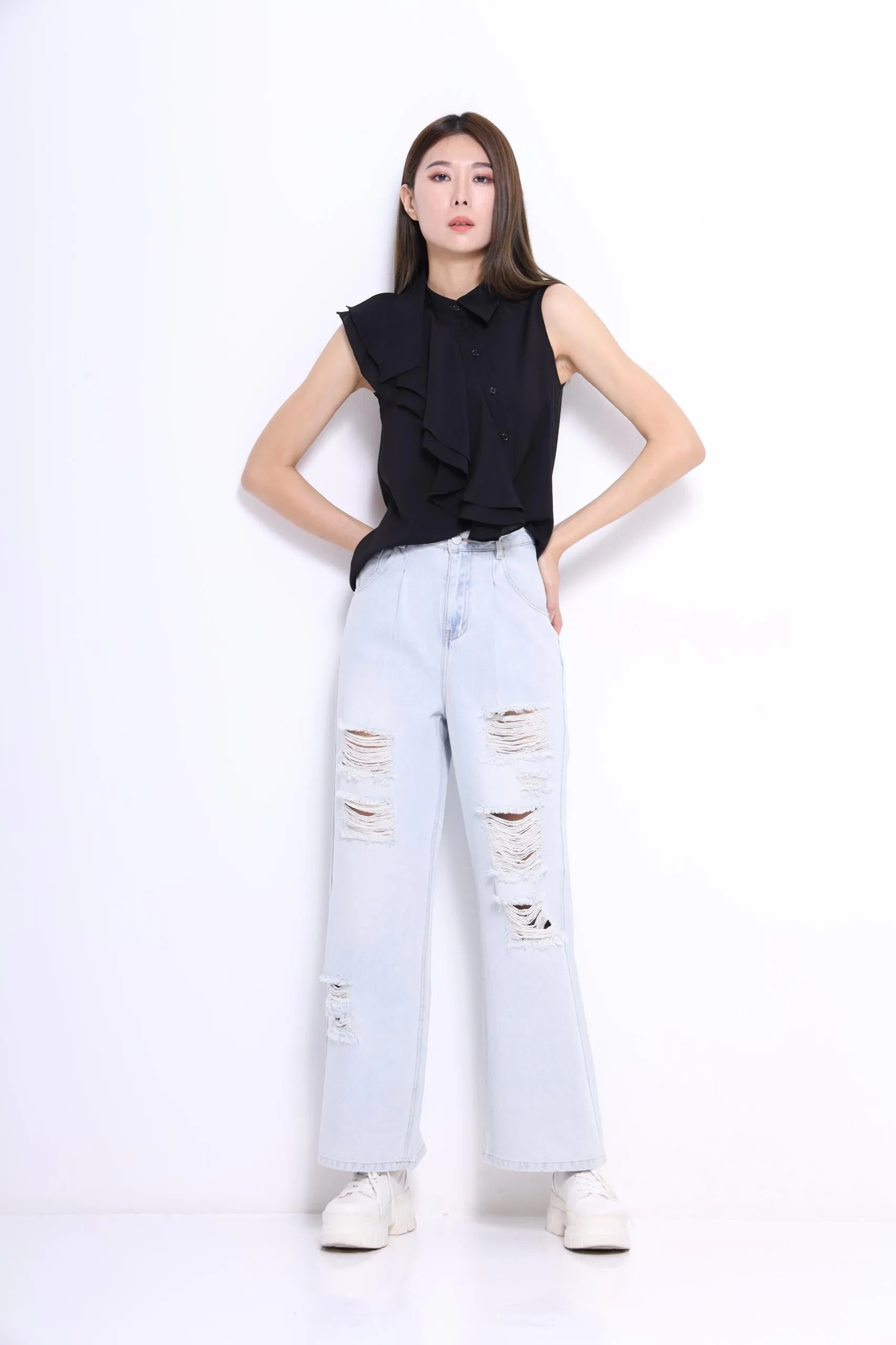 Rachel Asymmetrical Ruffle Top