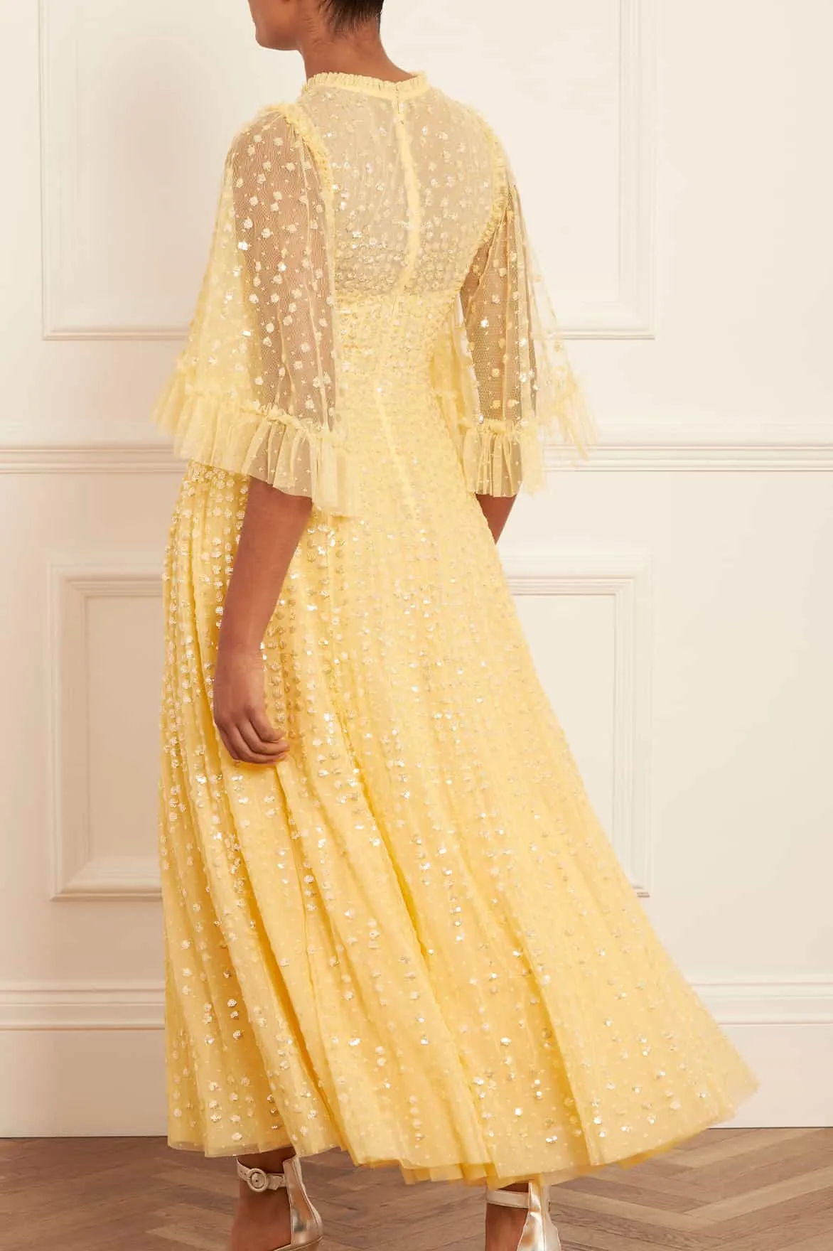 Raindrop Short Sleeve Ankle Gown