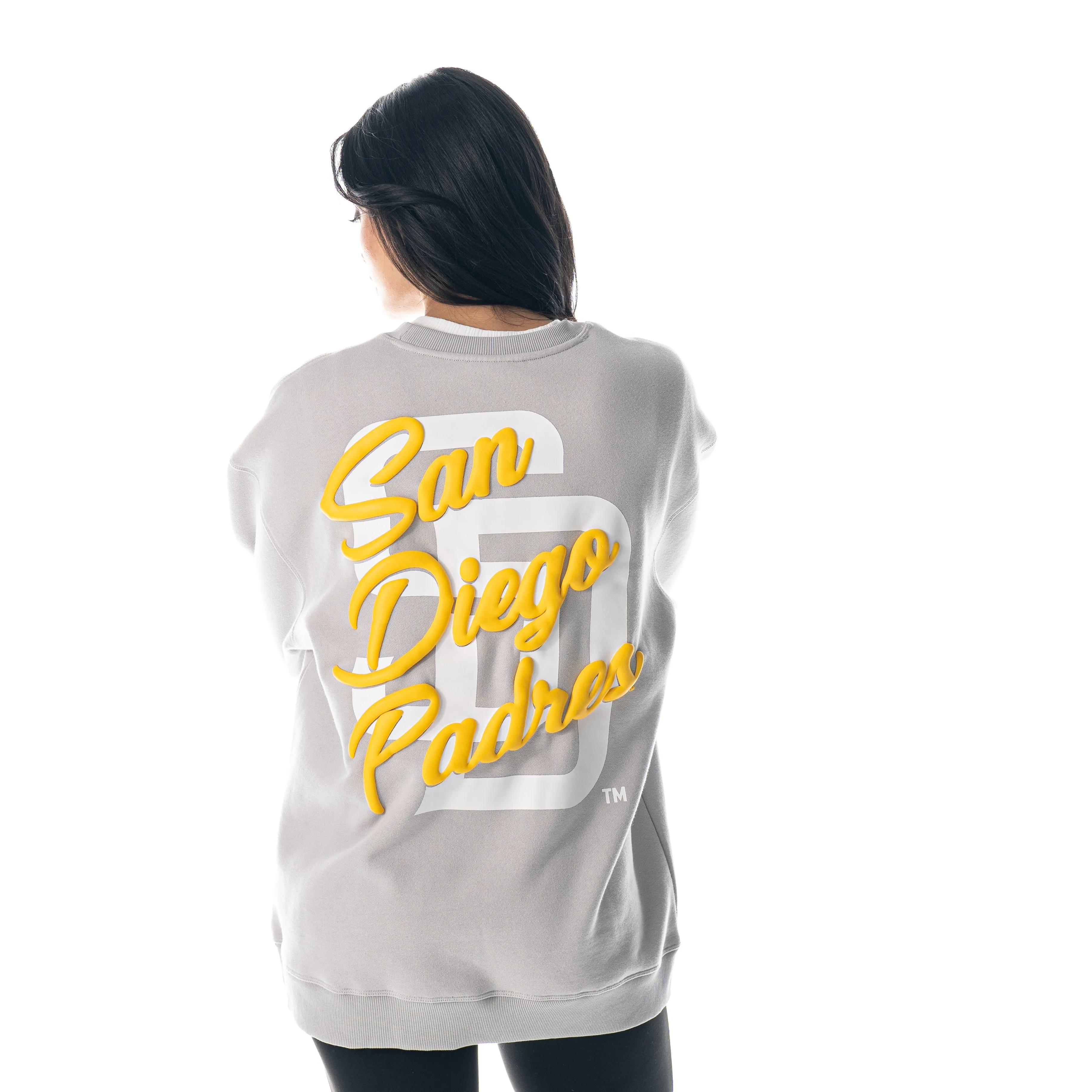 San Diego Padres Puff Print Crew Fleece - Off-White