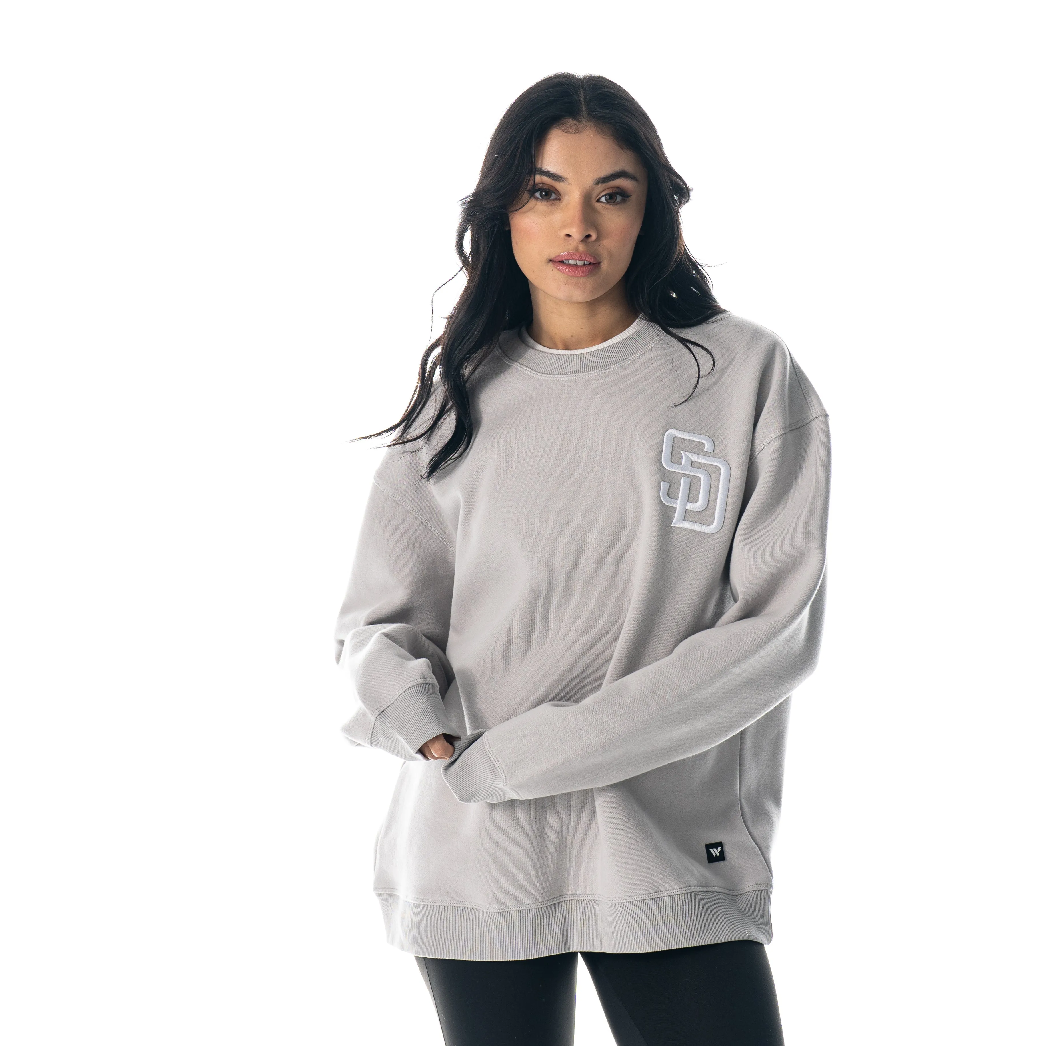 San Diego Padres Puff Print Crew Fleece - Off-White