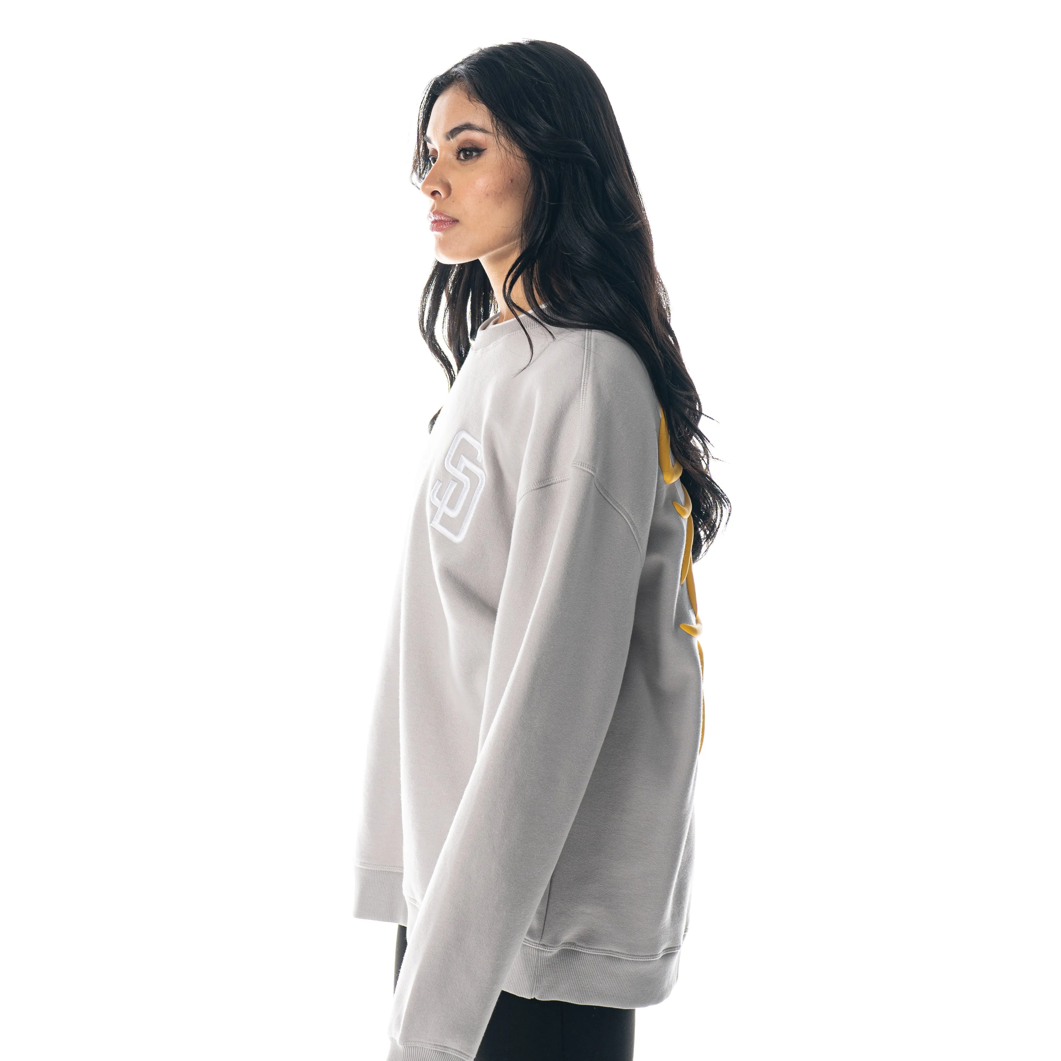 San Diego Padres Puff Print Crew Fleece - Off-White