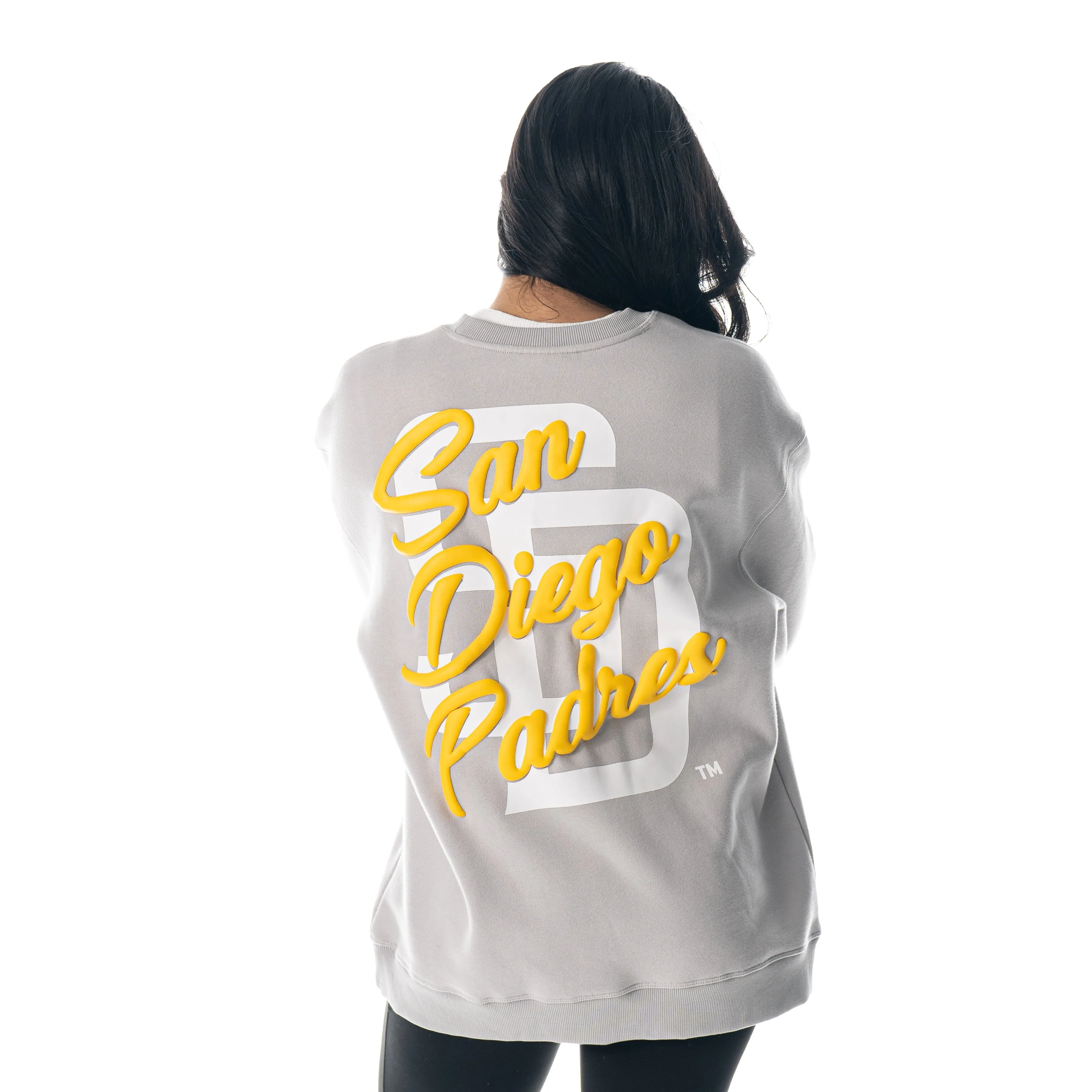 San Diego Padres Puff Print Crew Fleece - Off-White