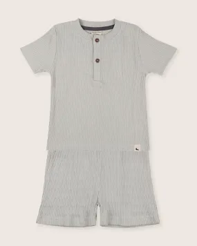 Sky Textured T-Shirt & Shorts Set