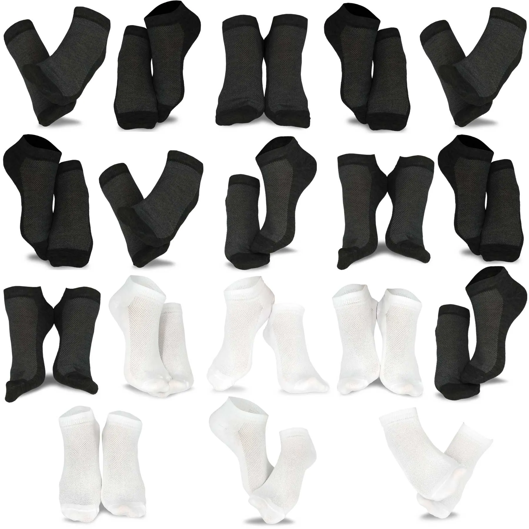 TeeHee Socks Women's Casual Polyester No Show Black/White 18-Pack (10051)