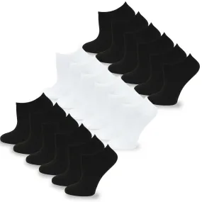 TeeHee Socks Women's Casual Polyester No Show Black/White 18-Pack (10051)