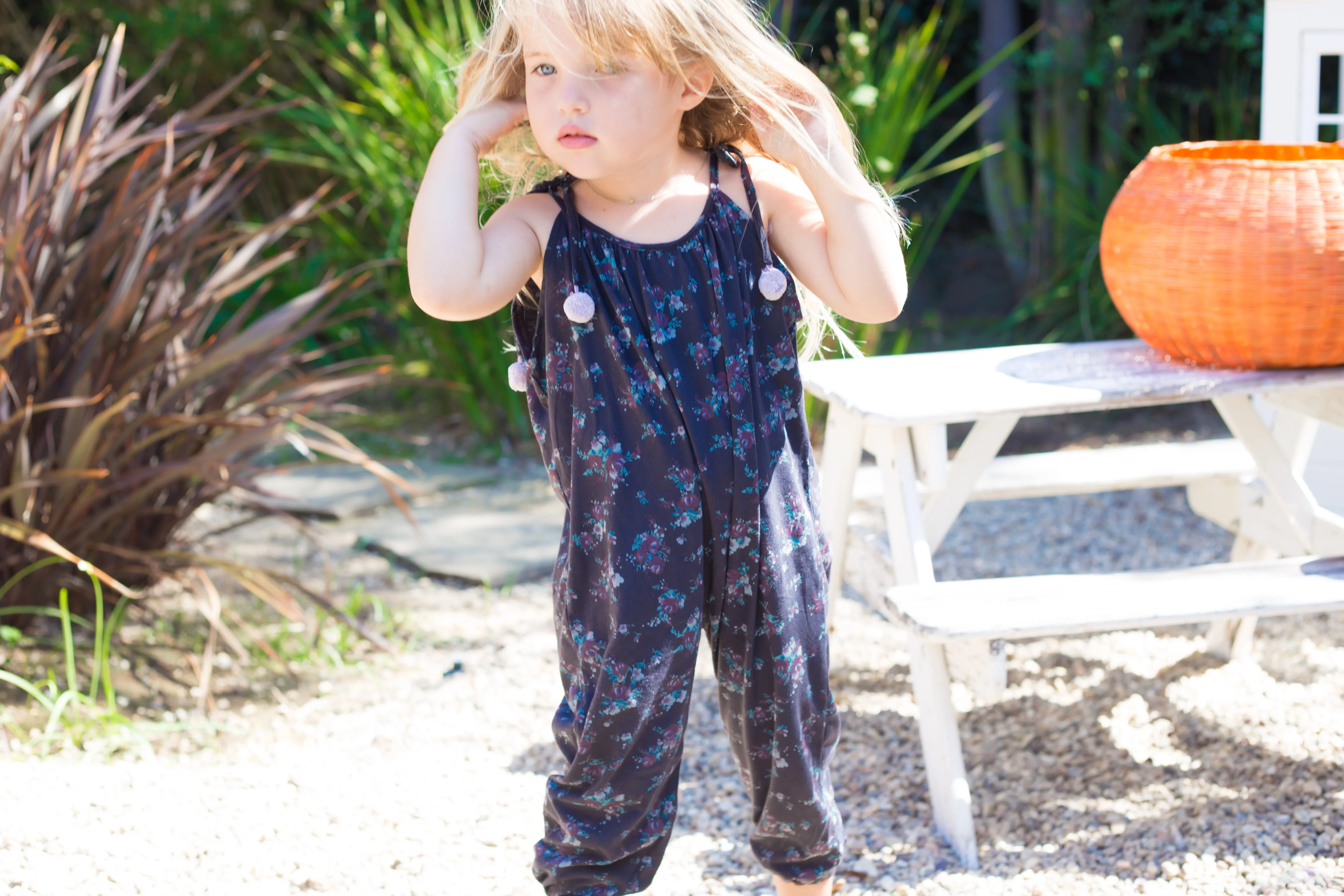 Toddler Girls Cozy Pom Pom Jumpsuit | Fleur