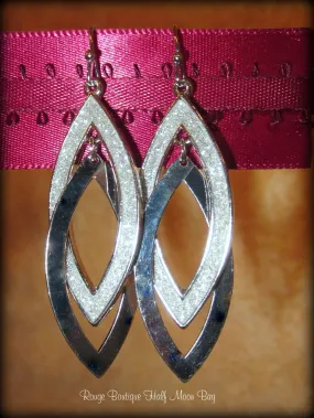 Two tone pointed oval earrings