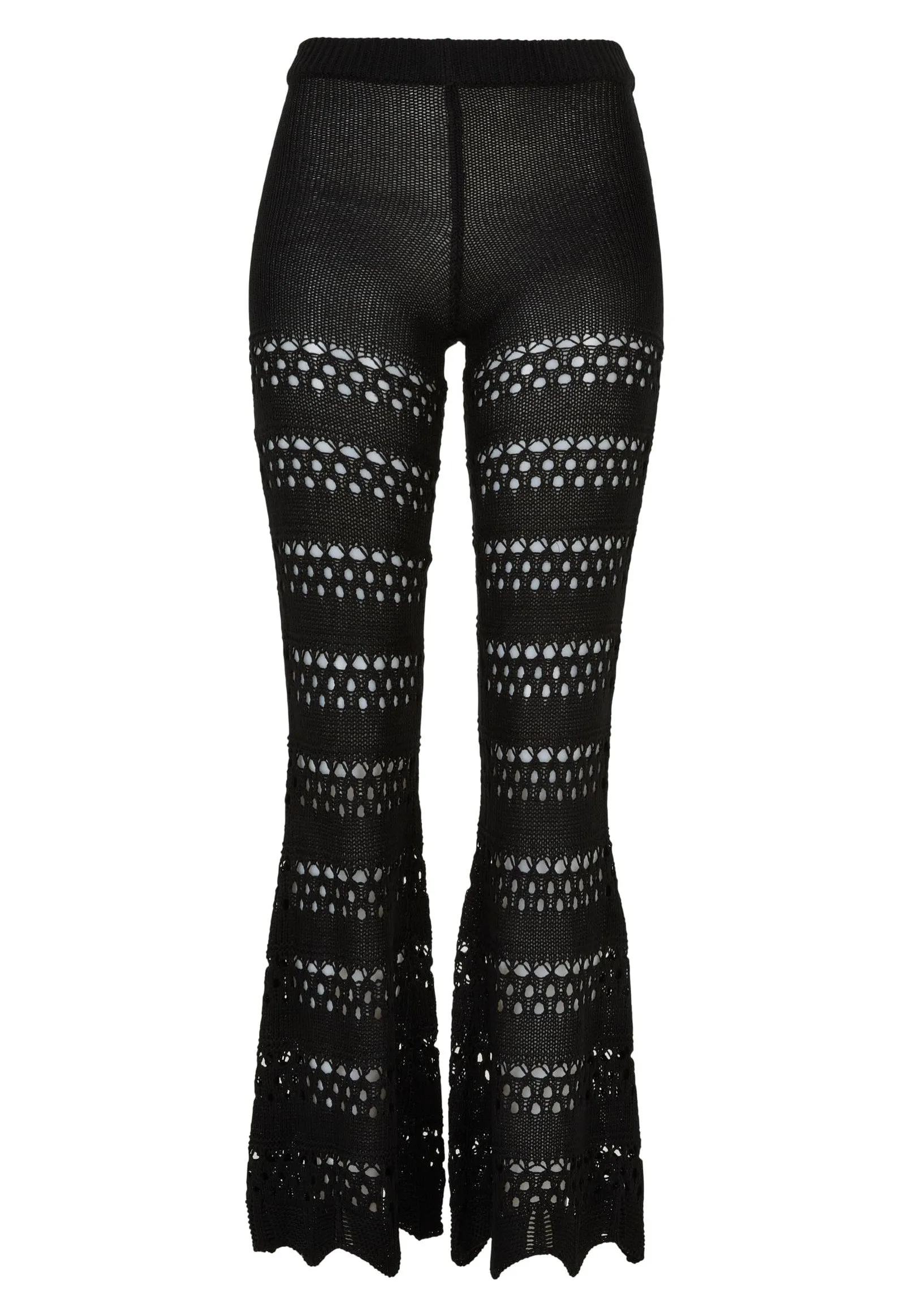 Urban Classics - Ladies Flared Crochet Knit Black - Pants