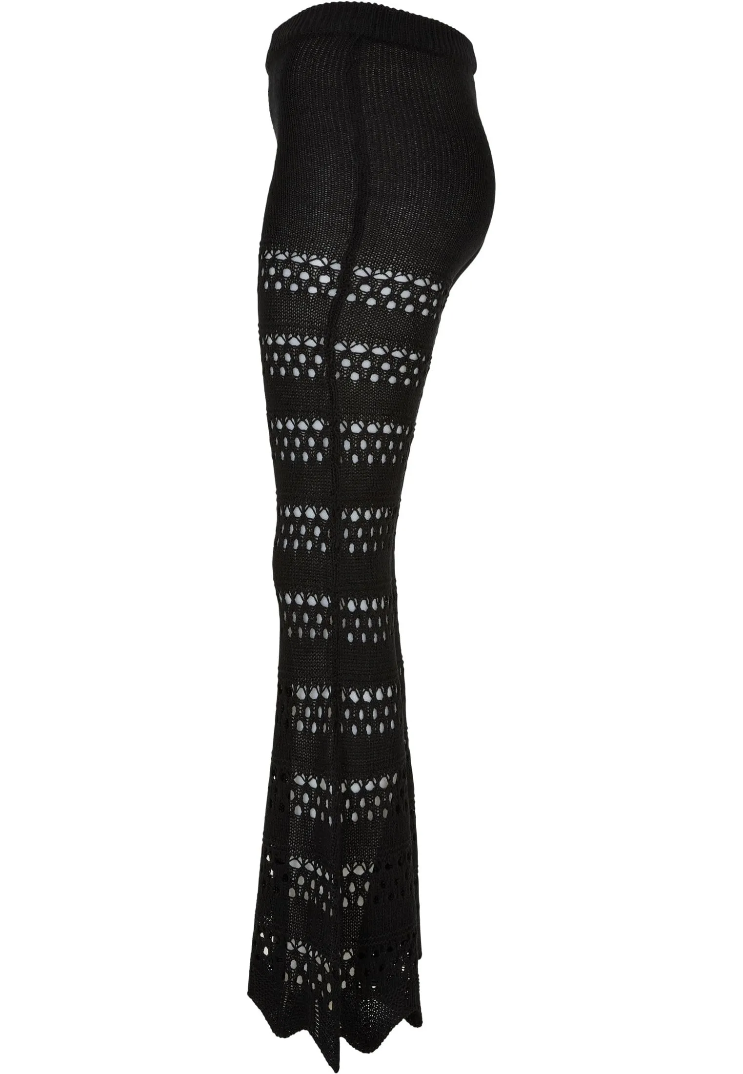 Urban Classics - Ladies Flared Crochet Knit Black - Pants