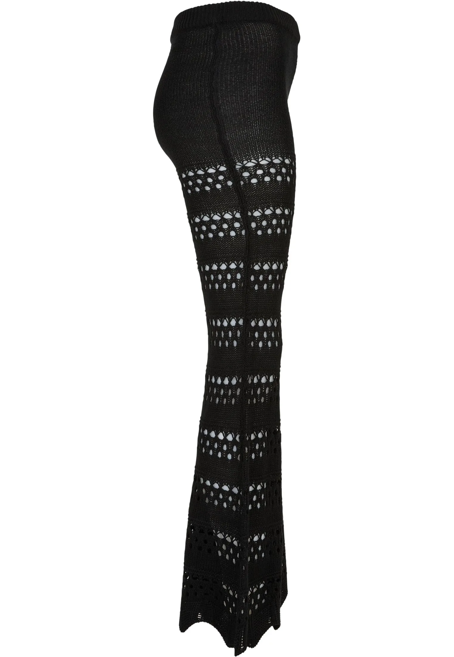 Urban Classics - Ladies Flared Crochet Knit Black - Pants
