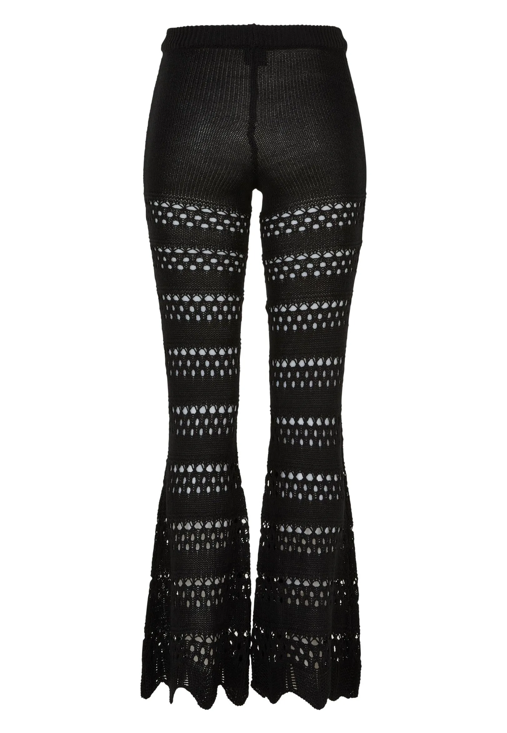 Urban Classics - Ladies Flared Crochet Knit Black - Pants