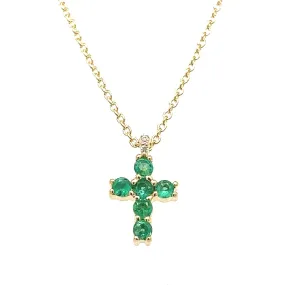 Yellow Gold Emerald Cross